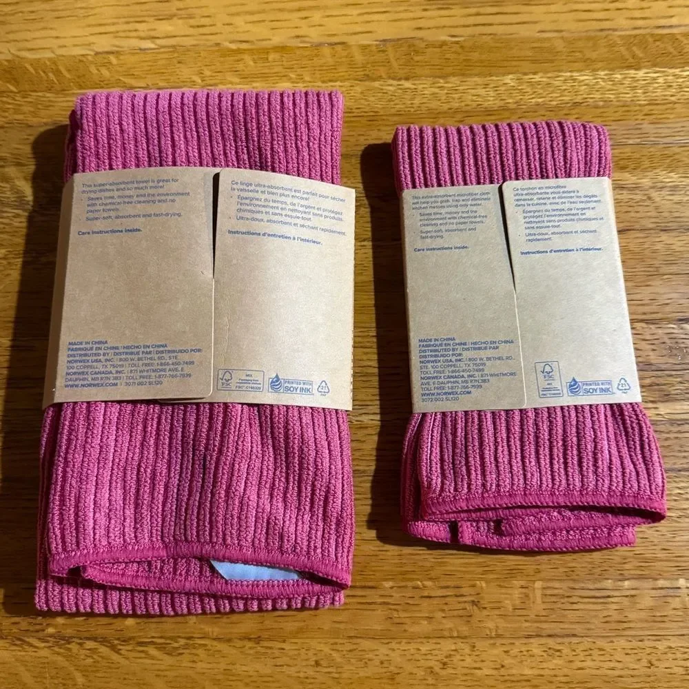 Norwex Kitchen Towel and Kitchen Cloth set of 2 Pomegranate NWT